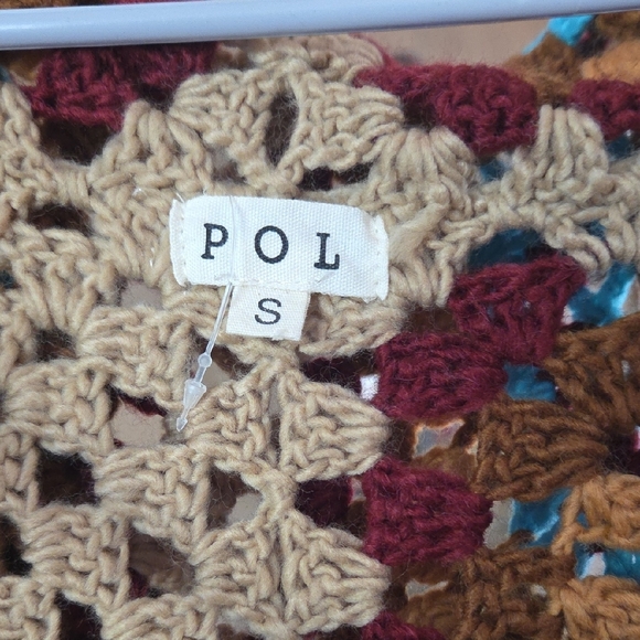 POL Crochet Hooded Poncho with Multicolor Pattern - Picture 2 of 9